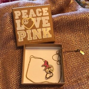 Pink charm necklace: Peace & Love